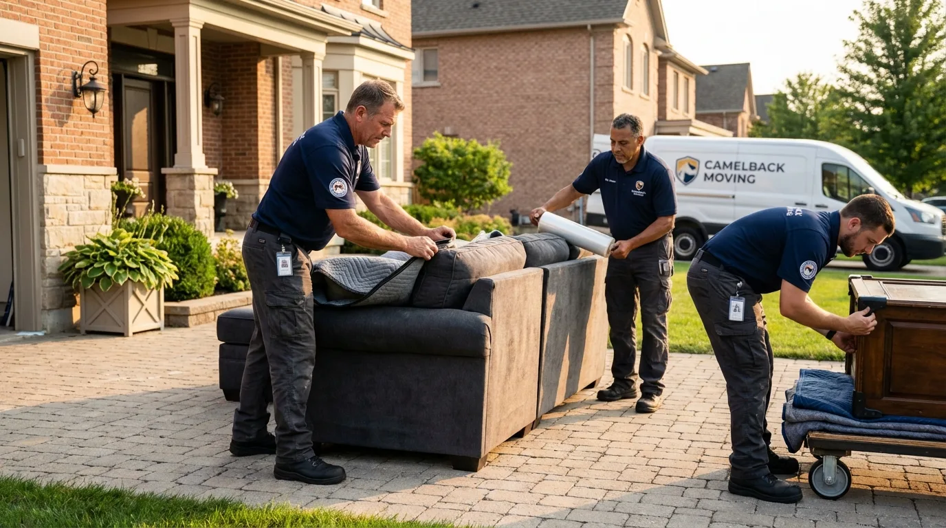 Large estate moving crew wrapping furniture in Tyrone, PA
